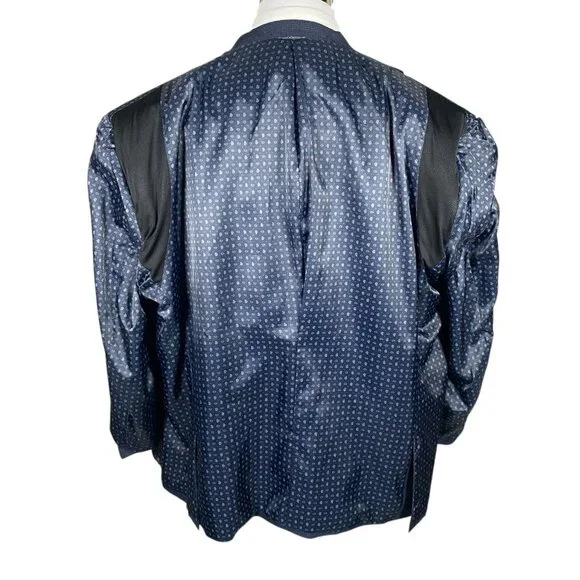 Oak Hill Sport Coat 3XL 54R/56R Navy Weave Patterned Viscose Polyester Blend